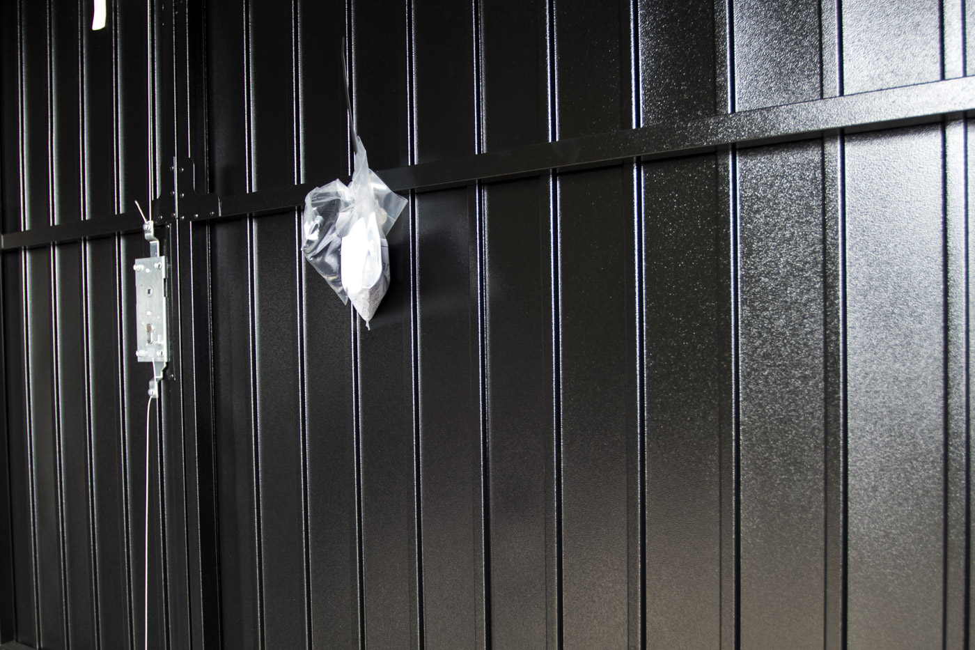 Fort Vertical Small Rib Side HInged Garage Door in Jet Black